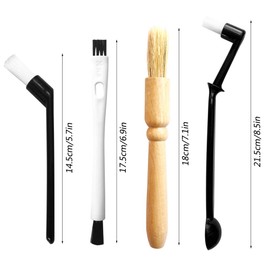 ACKLLR Coffee Grinder Cleaning Brush, Heavy Wood Handle & Natural Bristles Wood Dusting Espresso Brush and Nylon Espresso Machine Brush with Spoon for Bean Grain Barista Pasta Makers Home Kitchen