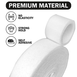 White Velcro 0.6" x 33ft, White Velcro Cable Ties, Double Sided Hook and Loop Cable Tape with Strength and Durability
