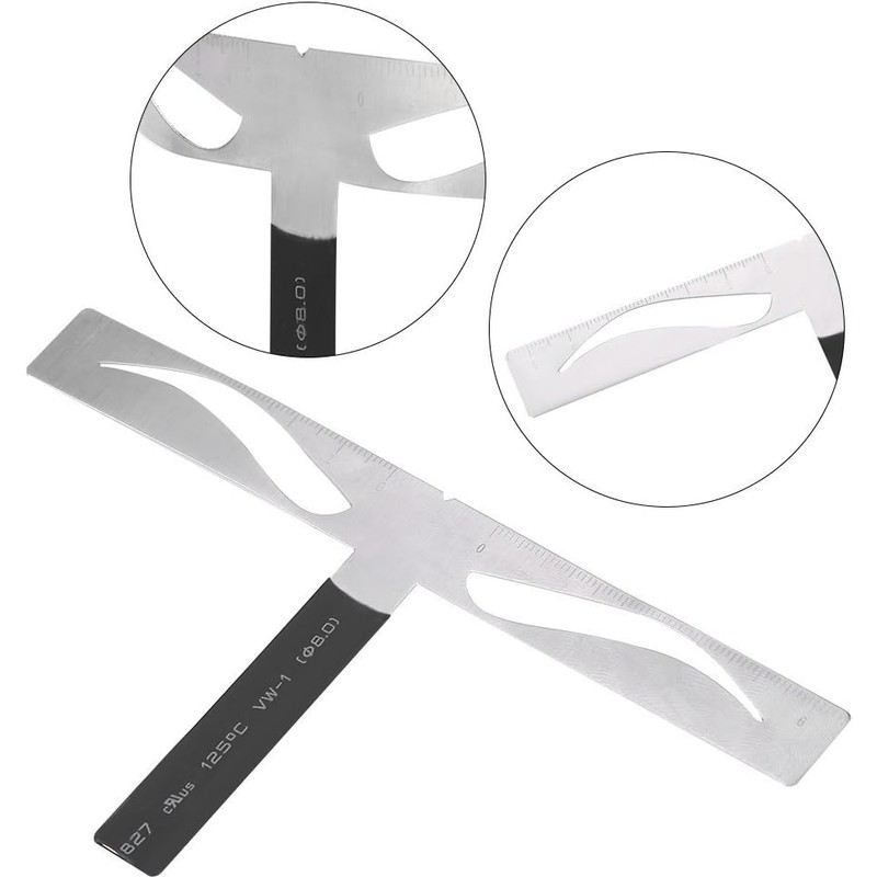 Semme Plantilla de Cejas Ajustable, Regla de Acero Inoxidable para