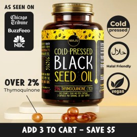 Black Seed Oil Capsules (60ct) – Thymoquinone, Vitamin Supplement for Fitness & Wellness – Essential Amino Acids for Daily Support