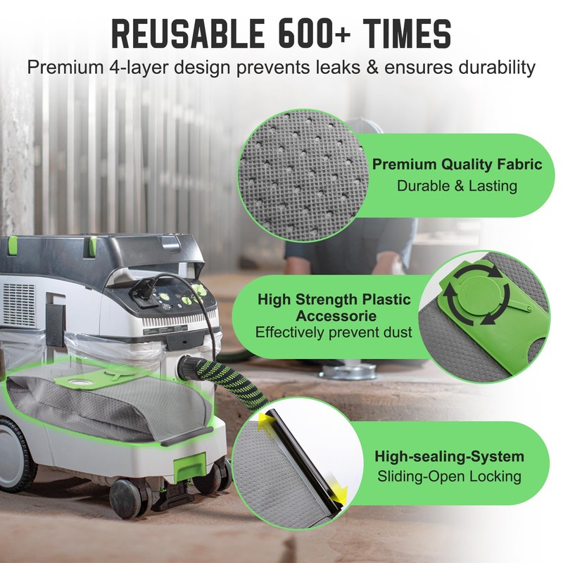 Reusable Dust Bag for Festool Midi, Mini, CT 15, Premium