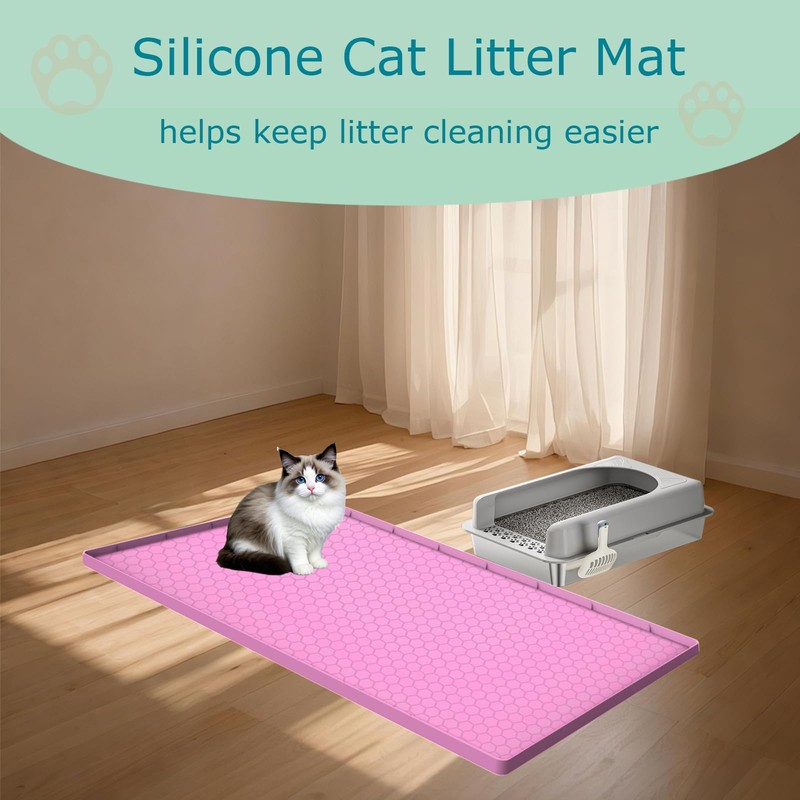 JSXZWOO Cat Litter Mat for Litter Box, Silicone Large Cat