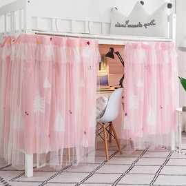 Hoce Bunk Bed Curtain Gauze Bunk Bed Curtains Drapes with Lace Privacy Dorm Bed Canopy for Bottom Twin