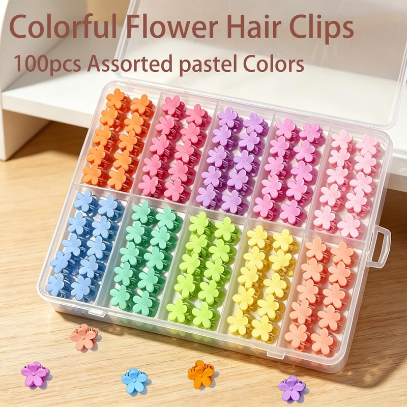 100 Pcs Mini Flower Hair Claw Clips, Small, Tiny Clip