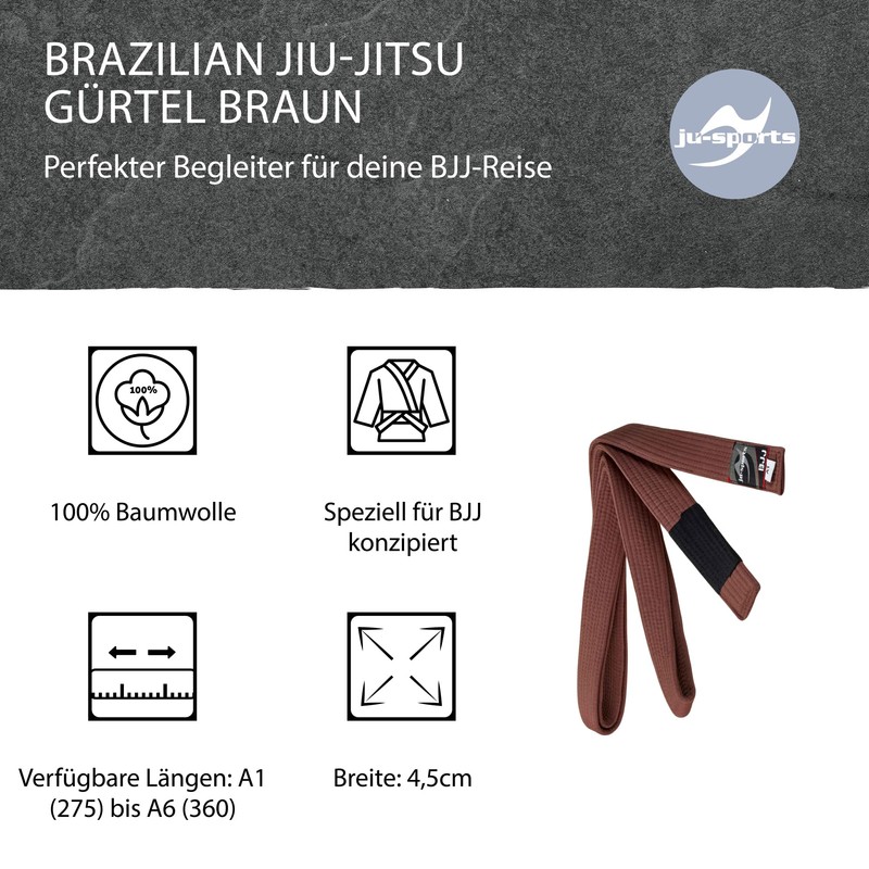Ju-Sports Brazilian Jiu-Jitsu Belt, Brown, A2 (290)