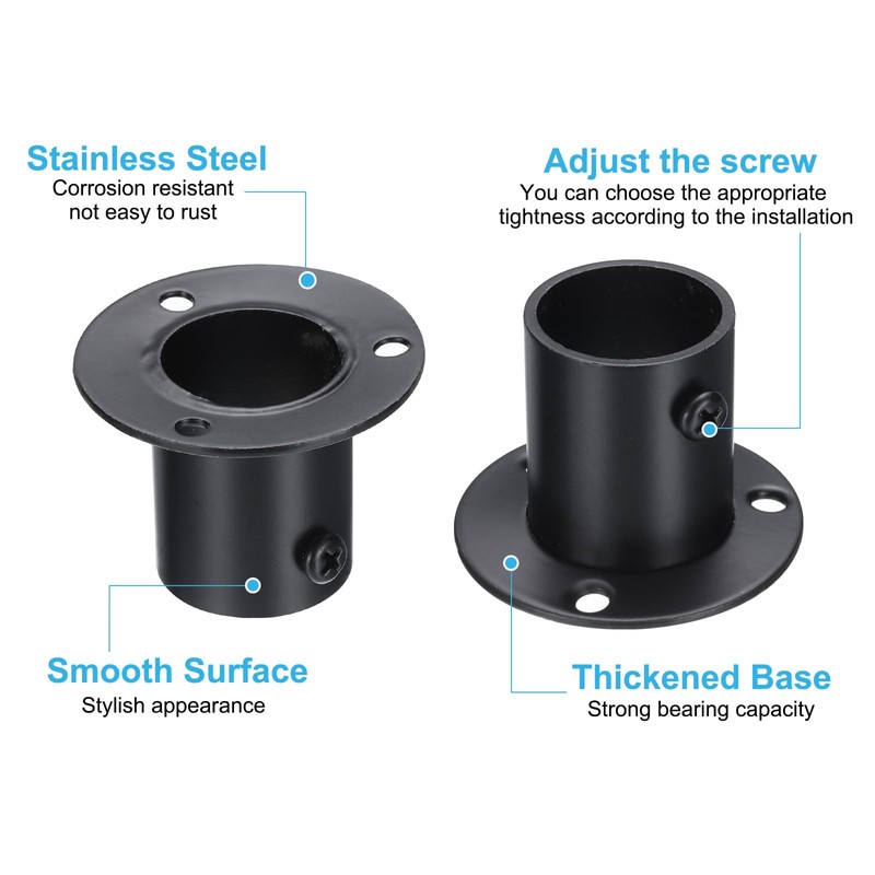 sourcing map 4Pcs Stainless Steel Closet Rod Brackets, 1 Inch