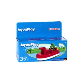AquaPlay - FireBoat - Accessori per acqua AquaPlay o vasca da bagno, barca vigili del fuoco con Sven il coccodrillo, funzione di spruzzo d'acqua, per bambini dai 3 anni in su, 870000273 rosso