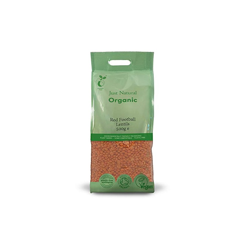 Just Natural Organic Red Football Lentils 500g