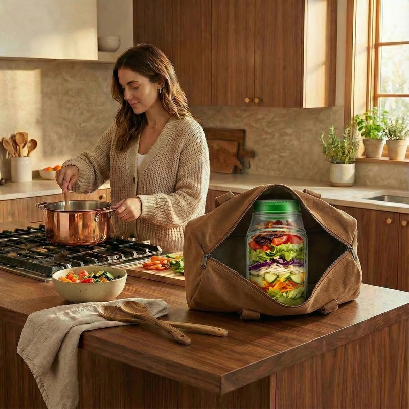 Salad Jar with Side Opening, Mason Jar Salad Leak Proof