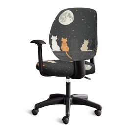 Wanzuoeng - Fundas para sillas de oficina con estampado de gato luna, fundas suaves y cómodas para sillas de computadora, antipolvo, fundas de asiento de silla de computadora, fundas lavables para