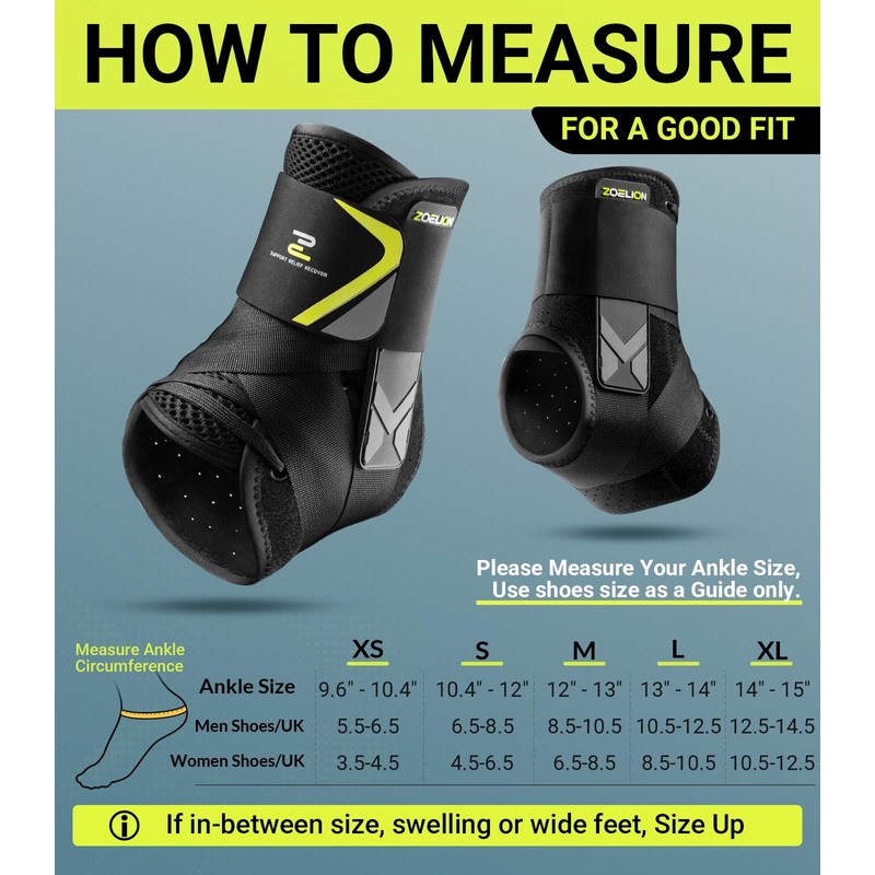 ZOELION Ankle Support with Side Stabilizing Pads, Quick Lace Up
