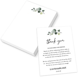 JarThenaAMCS 50Pcs Greenery Note Cards 4 x 6 Inch Simple Eucalyptus Leaves Blank Cardstock Blank Printer Paper Decorative for School Office Bridal Baby Shower Wedding Party