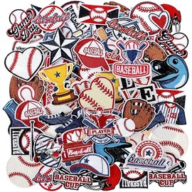 72 Pcs Baseball Iron on Patches Chenille Embroidered Baseball Patches 36 Style Iron on Hat Patch Sport Valentines Appliques for Hat Cap Clothes Patch Sew on for DIY Backpack Pants Jeans