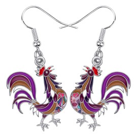 WEVENI Enamel Chicken Earrings Cute Farm Rooster Jewellery for Women Girls Ladies Chickens Gift, enamel, No Gemstone
