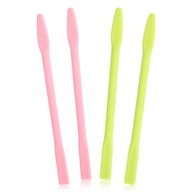 4 Pcs Eyebrow Wax Sticks, Silicone Eyebrow Wax Sticks Non-stick Spatulas Reusable Hair Removal Stick Applicator Hard Stick for Home Salon Body Use (Pink, Green)
