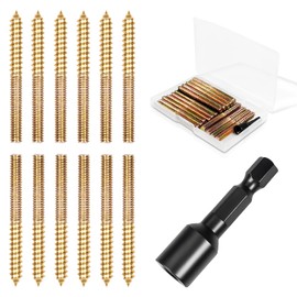 21Pcs 5/16-18 x 3" Hanger Bolts, 5/16-18" Double Headed Bolt, 5/16 Wood Dowel Screws, Self-Tapping Screw, Threaded Rod Screws, Accessories for Wood Furniture Joint with Driver