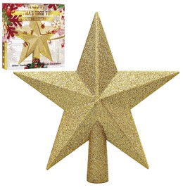 Aneco - Decoración para árbol de Navidad con purpurina a prueba de roturas, decoración para árbol de Navidad o decoración del hogar (dorado, 8 pulgadas)
