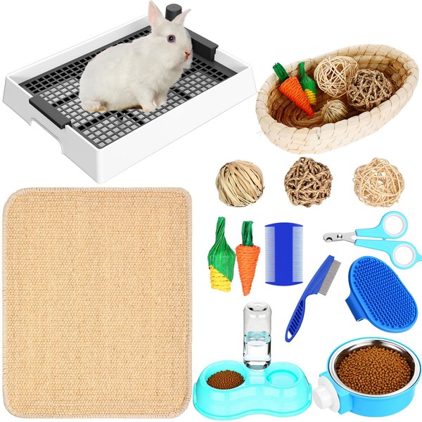 Patelai 14 Pcs Rabbit Starter Kit Large Rabbit Litter Box