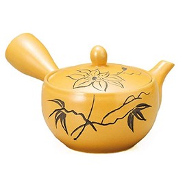 Y940 Teapot, 4.5 fl oz (140 ml), Flower Carving, Yellow Mud