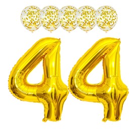 Gold 44 Foil Balloons 40" Jumbo Foil Balloons Confetti Balloons for 44th Birthday Wedding Anniversary Party Decorations