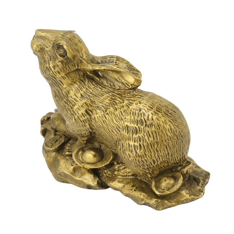 Bunny Statue Sturdy Brass Retro Look Fine Details Stable Durable