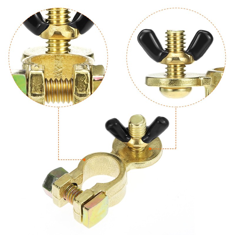QWORK Brass Marine Grade Battery Terminal Top Post, 4 Pairs