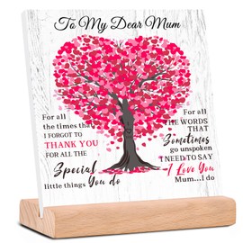 Mothers Day Gifts for Mum from Daughter Son,Mum Gifts Desk Decor Sign Acrylic Plaque,Birthday Gifts for Mum Stepmum Grandma Wife,Present for Mum on Mothers Day,Anniversary,Christmas