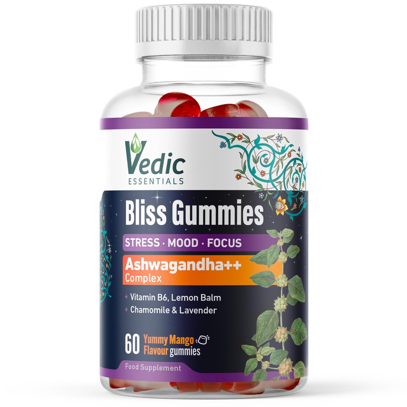 Vedic Bliss Gummies with Ashwagandha, Lemon Balm, Chamomile, Lavender, Vit