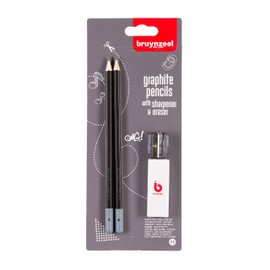 Bruynzeel Teens 2 grafietpotloden HB with slijper en gum