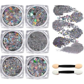 lentejuelas Gel Con Purpurina Corporal, Gel Corporal Con Para La Cara, Holográfico Brillante De Larga Duración, Lentejuelas Gruesas, Purpurina Para Ojos, Labios, Cabello, Uñas, Maquillaje Halloween (set 6#, m)
