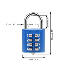 sourcing map 8-Digit Combination Padlock Push Button Lock for Locker Cabinet Blue