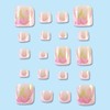 24PCS French Tip False Toenails - Square Pink Heart Fake