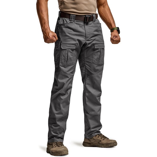 CQR Men's Flex Ripstop Tactical Pants, Water Resistant Stretch Cargo
