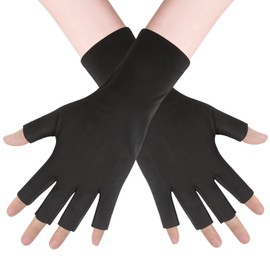 CINECE Gloves, UV Protection, Sun Protection, Women's, Cool to Touch, Fingerless, Short, Moisturizing, Rough Hands, Night, For Commutes, Bicycles, Black