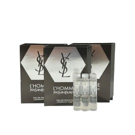 YVES SAINT LAURENT Sample Perfume MEN YSL Men L'Homme EDT Spray Trial Size Partially Filled Vials 1.2 ml / 0.04 fl oz (set of 3), Black