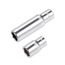 TOP-VIGOR 2Pcs 1/4-Inch Drive by 10mm Deep and Shallow Socket, Cr-V Drive Socket, 6-Point, Metric for Auto Repairing and Household