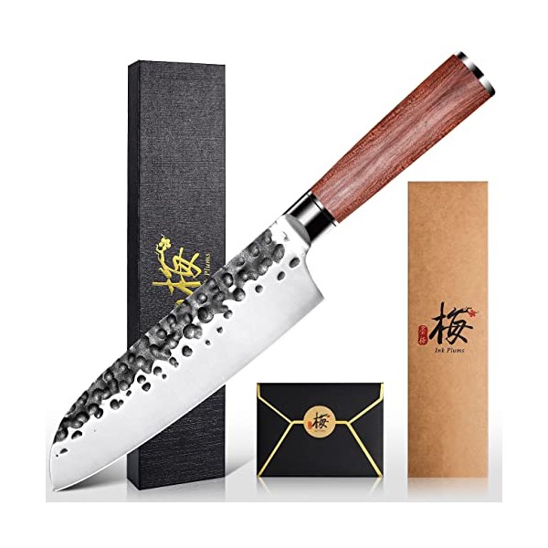 INK PLUMS Santoku Knife 7 Inch,High Carbon Steel Ultra Sharp