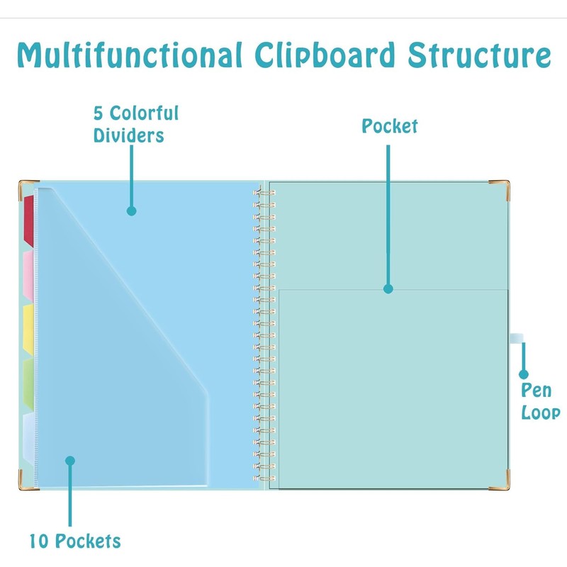 HAUTOCO Clipboard Folio with Refillable Notepad for Letter Size (11"
