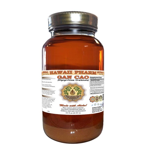 Hawaii Pharm LLC Gan Cao, Liquorice (Glycyrrhiza Uralensis) Tincture, Dried Root Liquid Extract, Gan Cao, Herbal Supplement 32 Oz