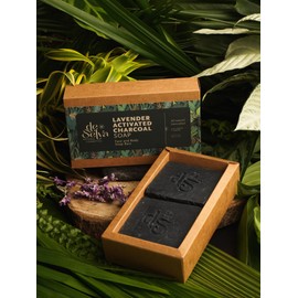 De Selva Lavender & Activated Charcoal Soap Bars – Pack of 2 | Deep Cleansing Face & Body Soap | Anti-Acne, Anti-Blackheads | Vegan, 83% Organic, All-Natural | 4.7 oz Each