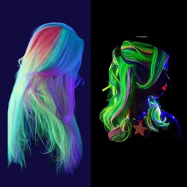 5Pcs Clip in Hair Extensions,55CM Luminous Hair Extensions Light Green,Glow Clip in Hair Extensions,Clip in Hair Extensions For Women Girls,3.5CM Width