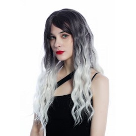 WIG ME UP - SZL0816B-T-005 Women's wig long very wavy ombre dark violet to silvery blond