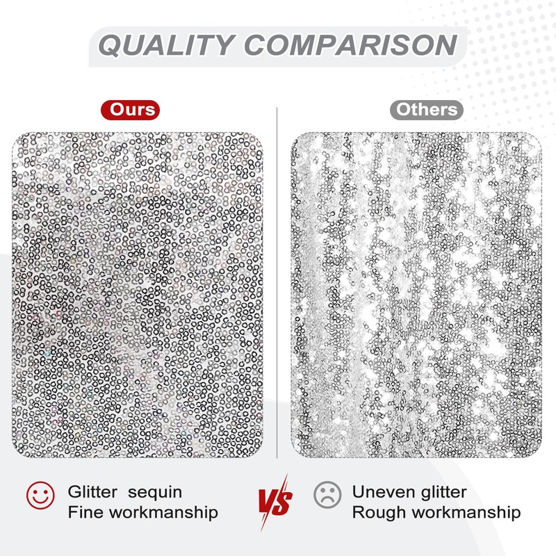 PartyDelight Sequin Tablecloth, Round, 70", Silver