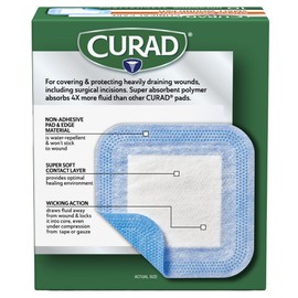 Curad Super Absorbent Wound Pad, Small, 3" x 3", 10 Count