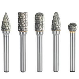 CATITO Carbide Burr Set 1/4 Shank 5-Piece, 8mm Head Diameter Grinder Bits, Rotary Tools Attachment Kit, Deburring, Cutting, and Carving are Suitable for polishing Metal, Wood, Stone, Steel