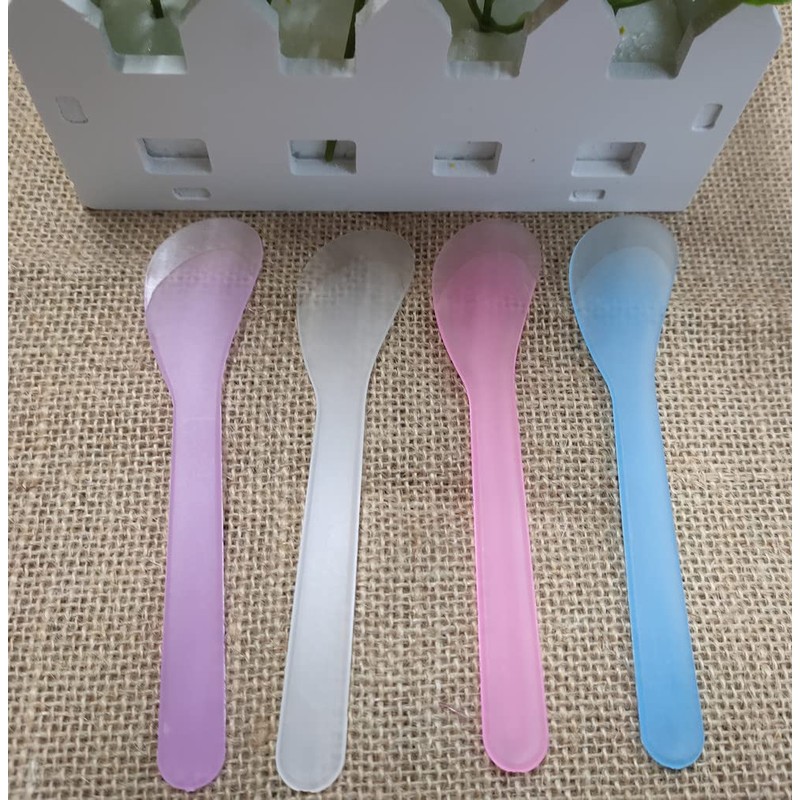 Ebonee 100 Pcs Plastic Cosmetic Mask Spatulas, 5 Inch Disposable