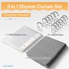 River Dream Grey Shower Curtain with Liner Set, Waffle Fabric