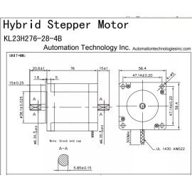 Automation Technology 1pc NEMA23 270oz/in 2.8A 1/4″ Dual Shaft Stepper Motor (KL23H276-28-4
