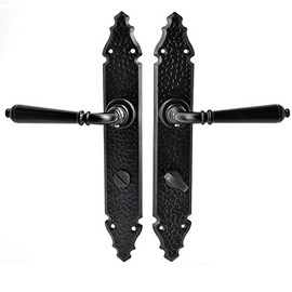 ALSTEN TECH Door Handle Door Fitting Set for Bathroom 78 WC Black Matt Long Plate Set for Interior Doors Room Doors Door Handle BB PZ