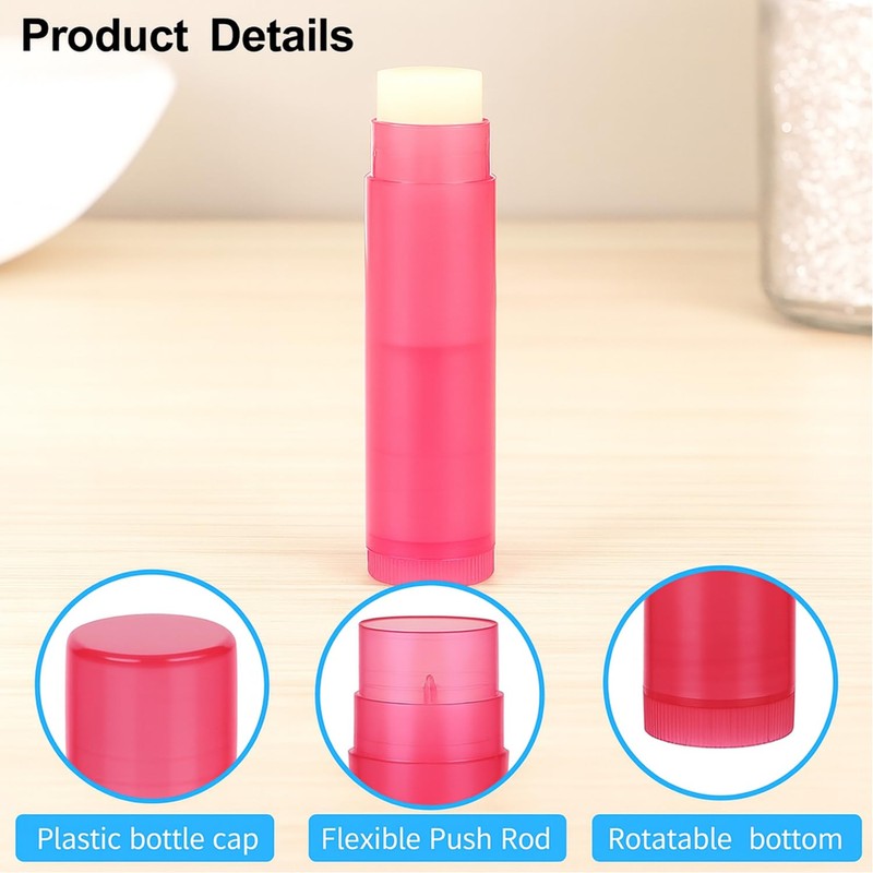 50Pcs Red Plastic Lipstick Containers with Caps 5g Empty Lip
